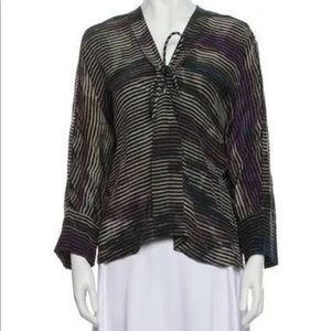 IRO Almie Silk Stripe Lace Up Blouse